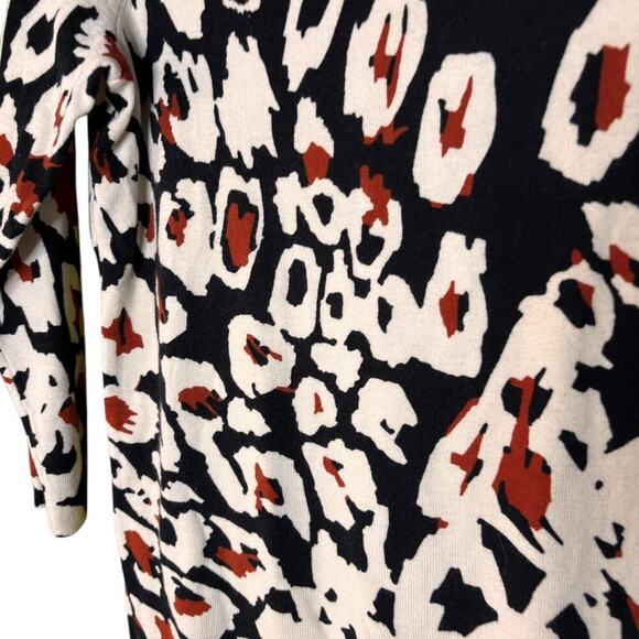 Talbots Animal Print Quarter Sleeve Sweater Corpcore workwear Black/White - Picture 3 of 5